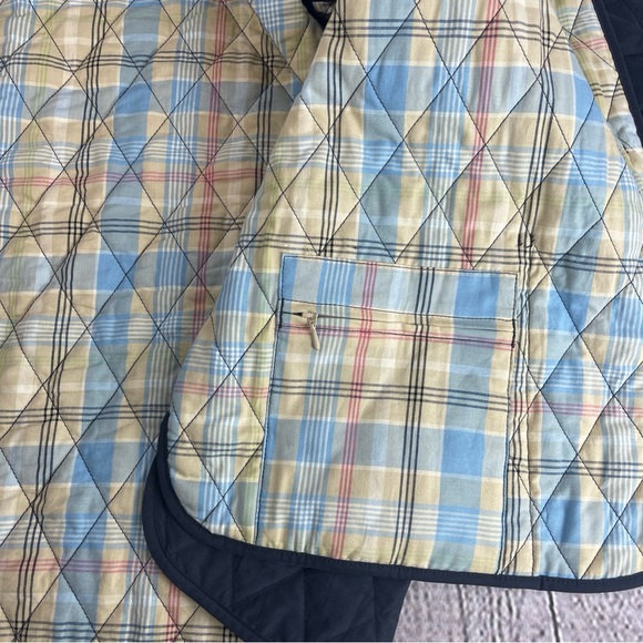 LL Bean Jacket Women's Large Blue Barn Coat Quilted Plaid Lining Y2K - Picture 8 of 10